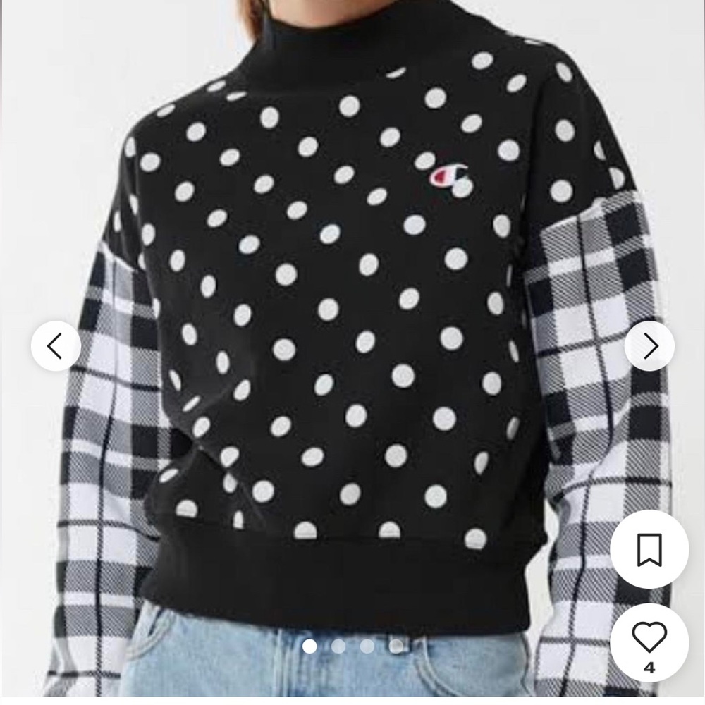 Champion Reverse Weave Polka Dot Crop Length Sweatshirt